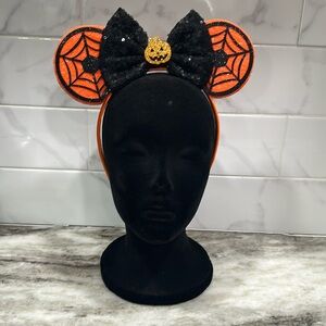 Disney Inspired Halloween Pumpkin Minnie Mouse Sequin Ears Headband NEW